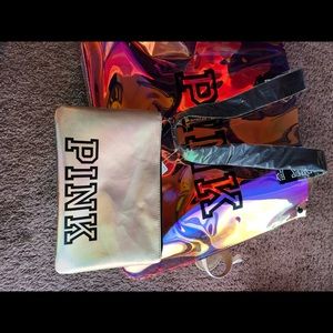 New Victoria Secret Pink Neon Tote w/Small Pouch